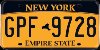 NY license plate GPF9728
