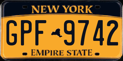 NY license plate GPF9742