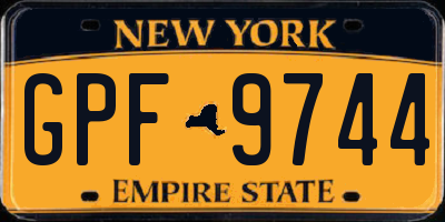 NY license plate GPF9744