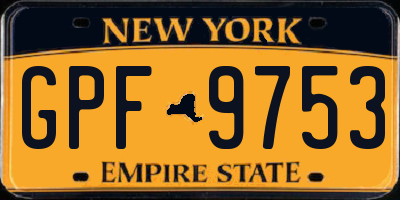 NY license plate GPF9753