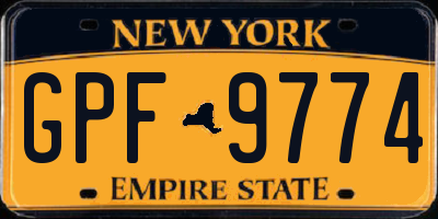 NY license plate GPF9774