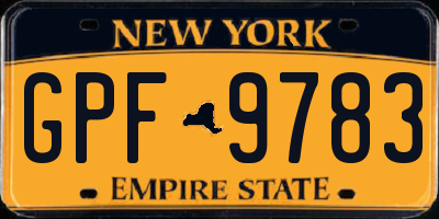 NY license plate GPF9783