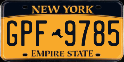 NY license plate GPF9785