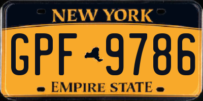 NY license plate GPF9786