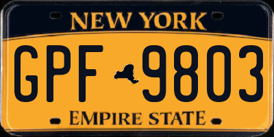 NY license plate GPF9803