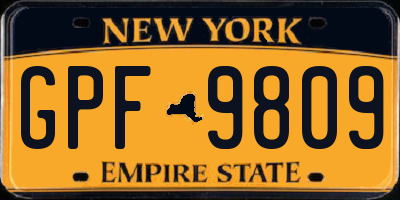 NY license plate GPF9809
