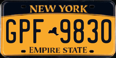 NY license plate GPF9830