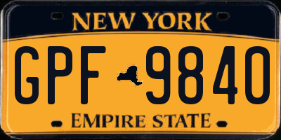 NY license plate GPF9840