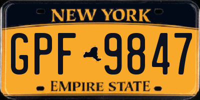 NY license plate GPF9847