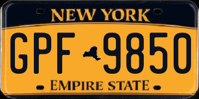 NY license plate GPF9850
