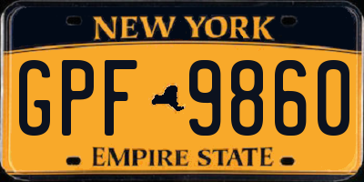 NY license plate GPF9860