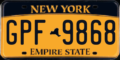 NY license plate GPF9868