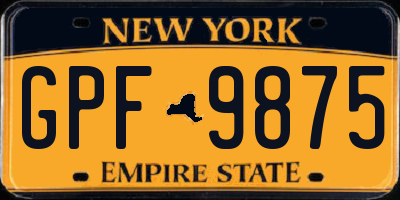 NY license plate GPF9875