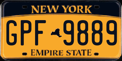 NY license plate GPF9889