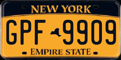 NY license plate GPF9909