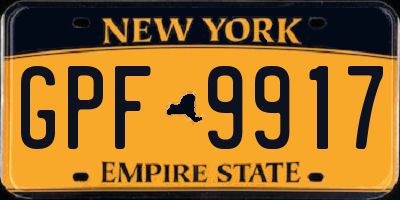 NY license plate GPF9917
