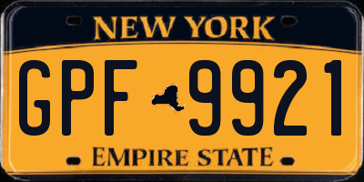 NY license plate GPF9921