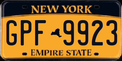 NY license plate GPF9923