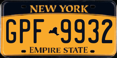 NY license plate GPF9932