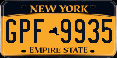 NY license plate GPF9935