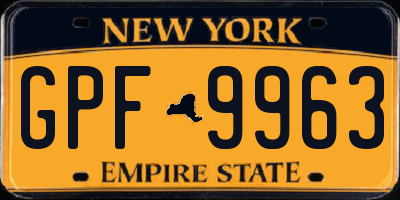 NY license plate GPF9963