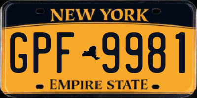 NY license plate GPF9981