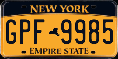 NY license plate GPF9985