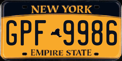NY license plate GPF9986
