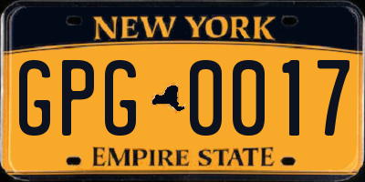 NY license plate GPG0017