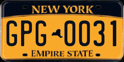 NY license plate GPG0031