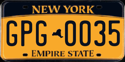 NY license plate GPG0035