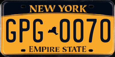 NY license plate GPG0070
