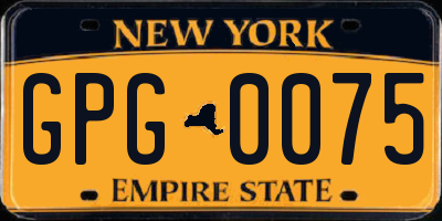 NY license plate GPG0075