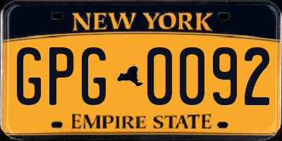 NY license plate GPG0092