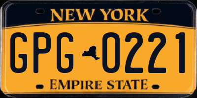 NY license plate GPG0221