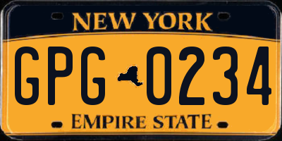 NY license plate GPG0234