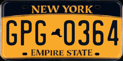 NY license plate GPG0364