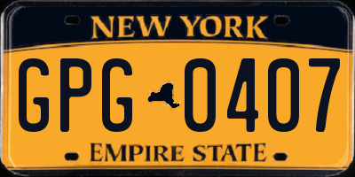 NY license plate GPG0407