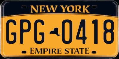 NY license plate GPG0418