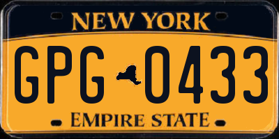 NY license plate GPG0433
