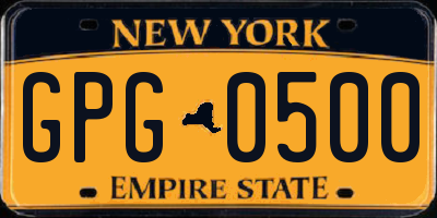 NY license plate GPG0500