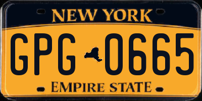 NY license plate GPG0665