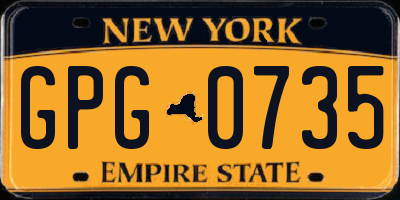 NY license plate GPG0735