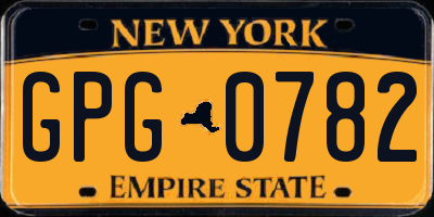 NY license plate GPG0782