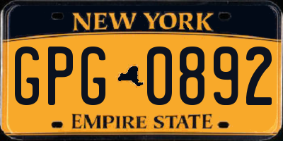 NY license plate GPG0892