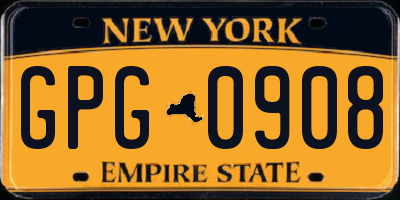 NY license plate GPG0908