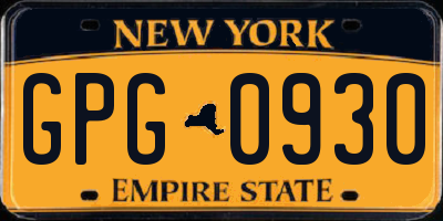 NY license plate GPG0930