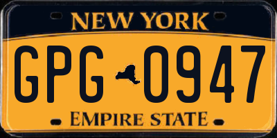 NY license plate GPG0947