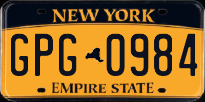 NY license plate GPG0984
