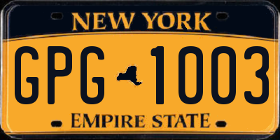 NY license plate GPG1003